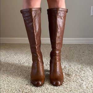 Frye Miranda Zip Tan Knee-High Boots, size 6m